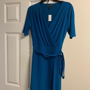 White House black market teal wrap dress sz 6 NWT